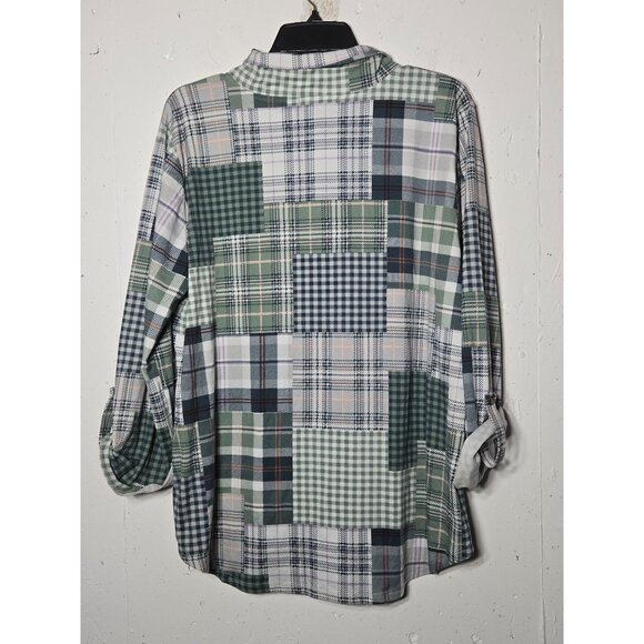 Above and Beyond Womens Plaid Long Sleeve Top Plus Size 2X Fall Western Stretch - Picture 2 of 10